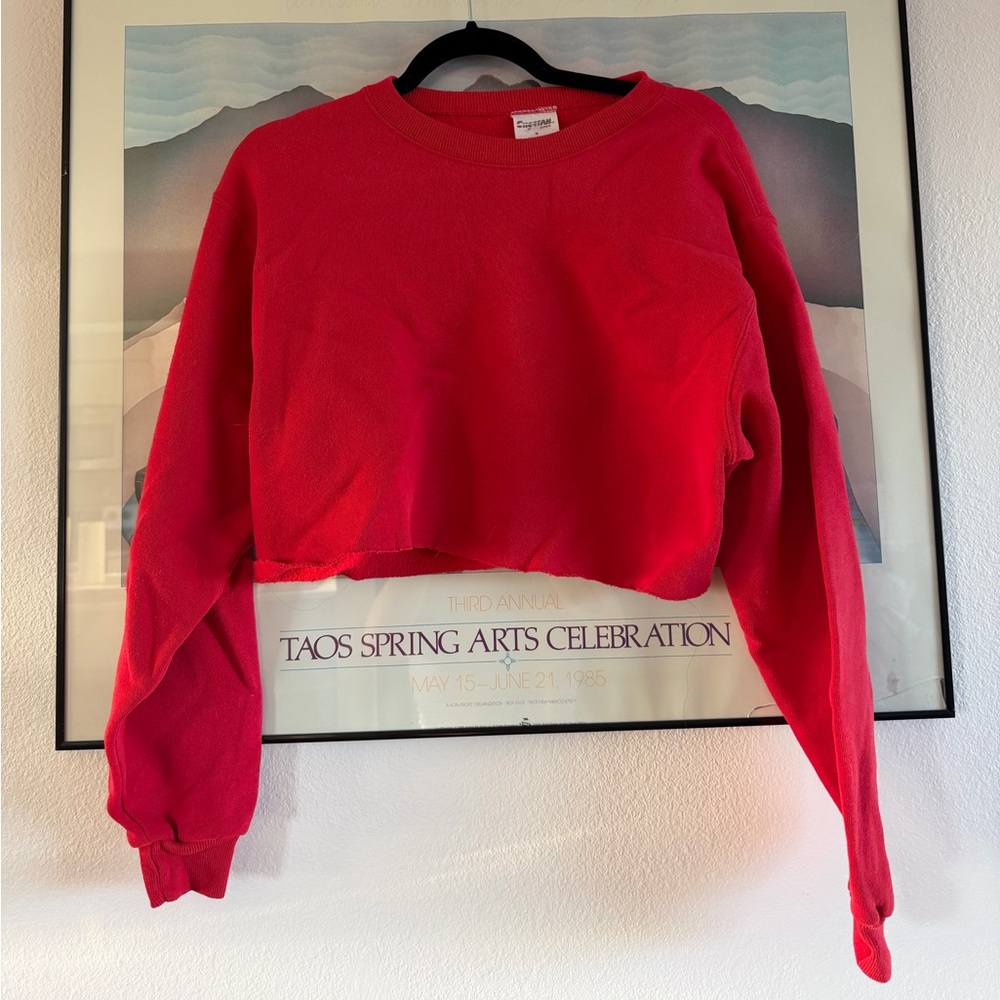 Vibrant Red Crop Top Sweatshirt